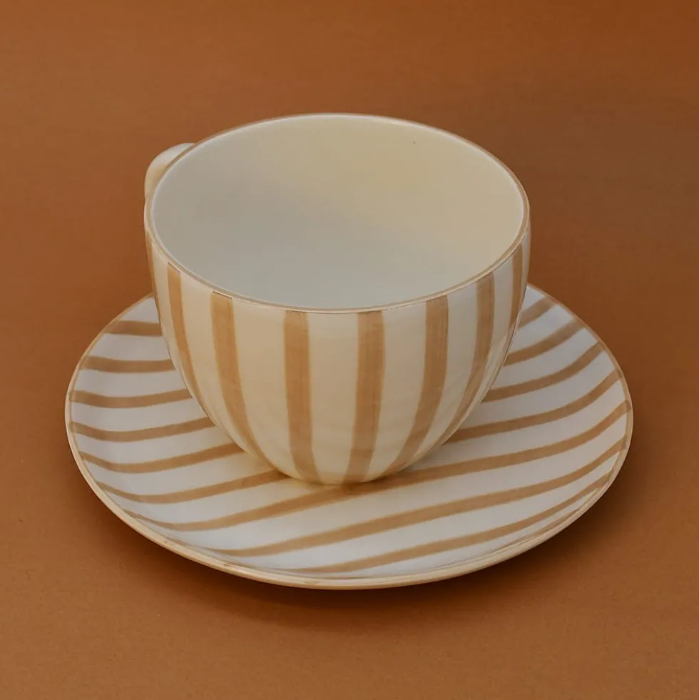 Grande tasse rayée "Costa Nova Mar" - Moka