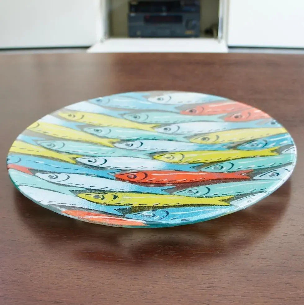 Grand plat en verre fusionné "Marinha Grande"