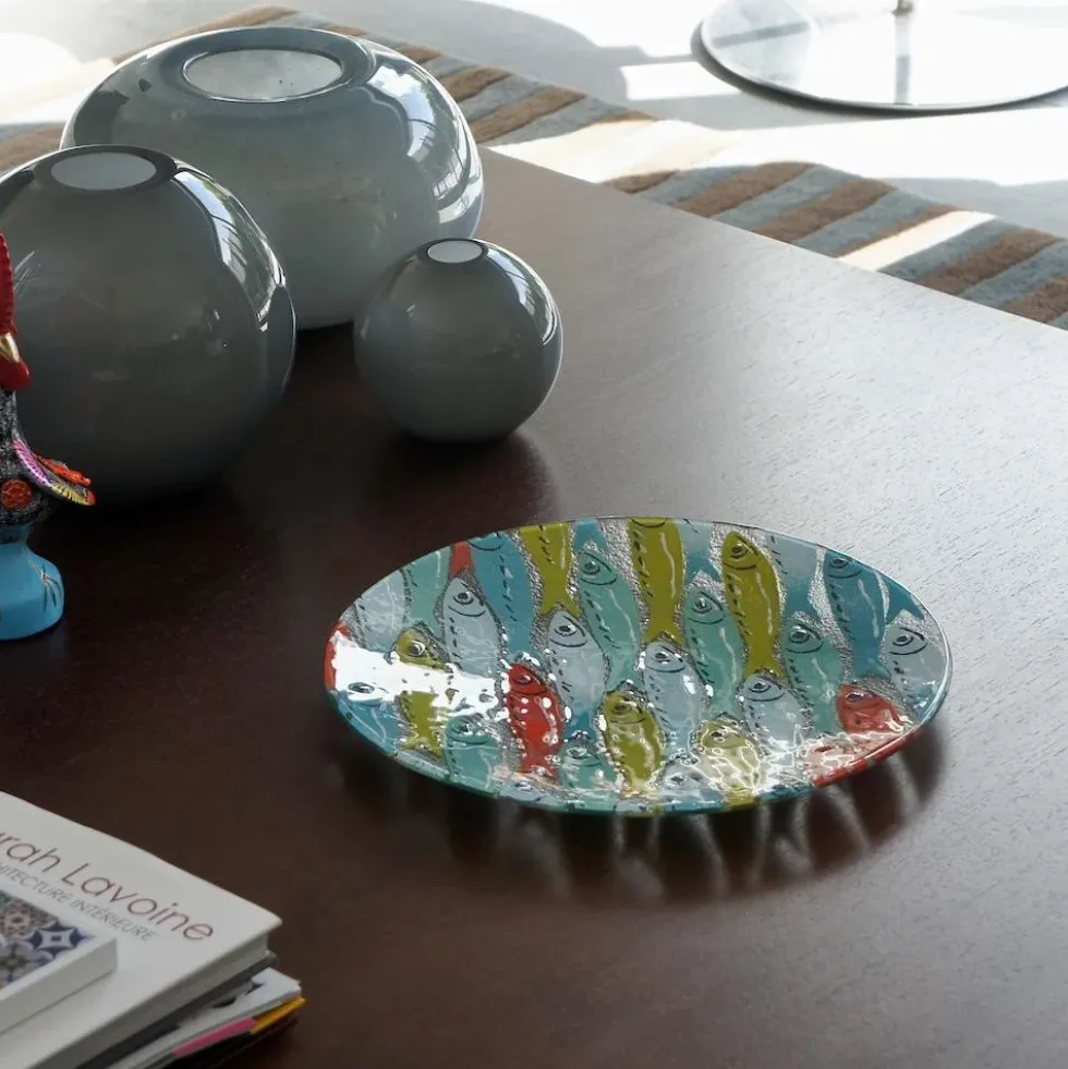 Grand plat en verre fusionné "Marinha Grande"