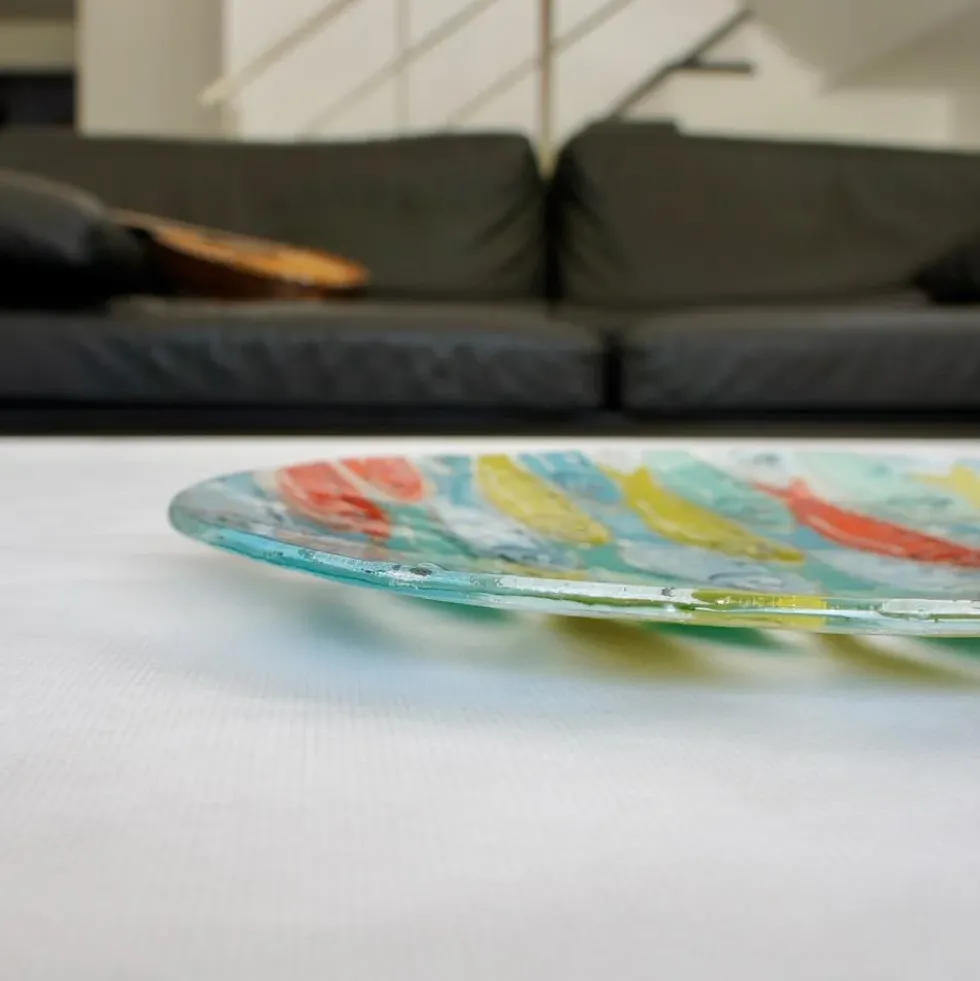 Grand plat en verre fusionné "Marinha Grande"