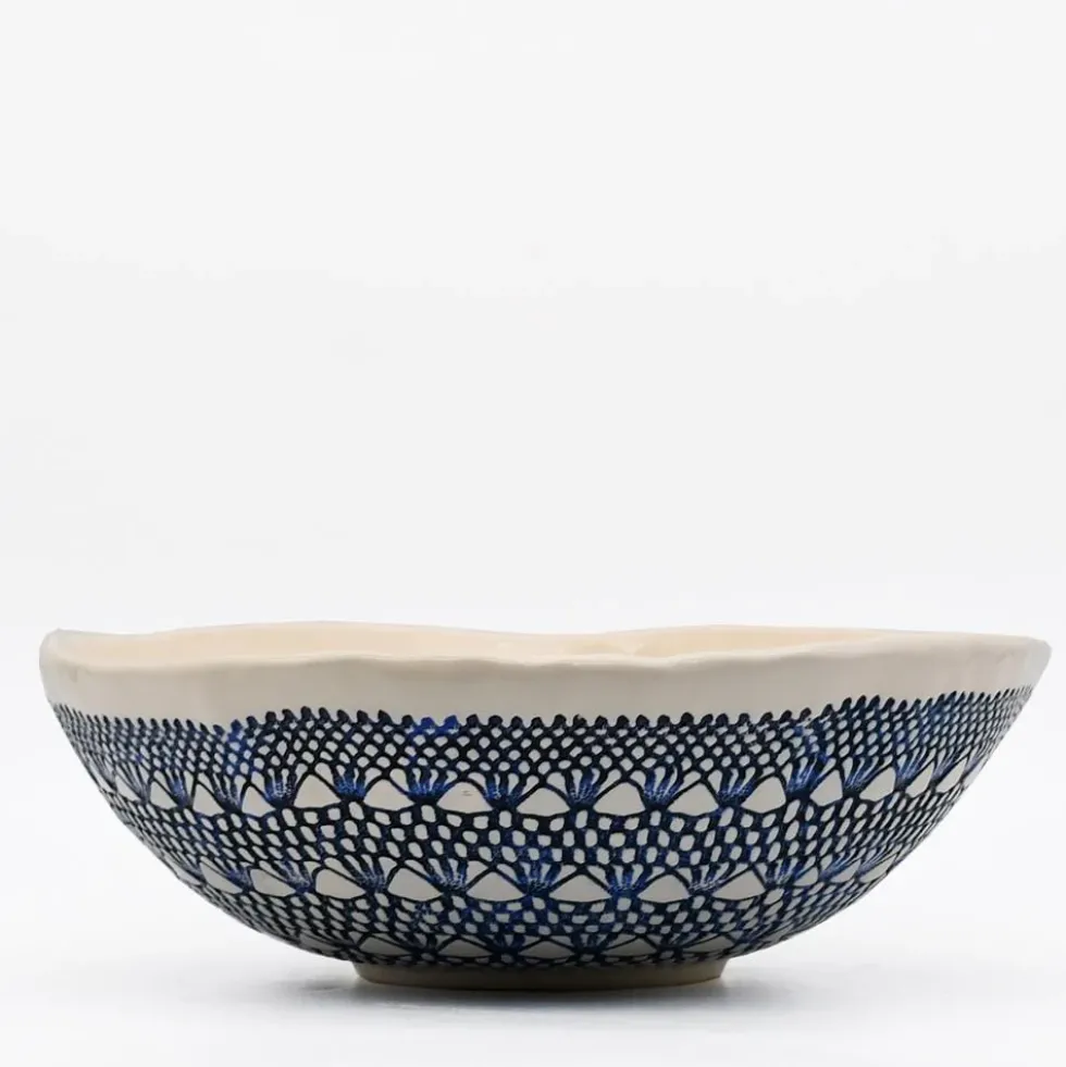 Grand saladier "Renda" bleu - 25cm