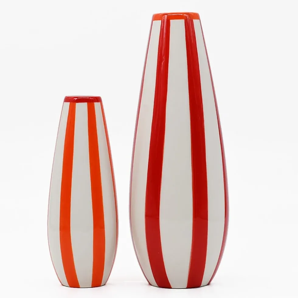 Grand vase rayé "Costa Nova" - Rouge