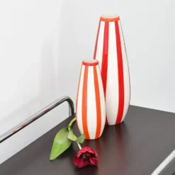 Grand vase rayé "Costa Nova" - Rouge