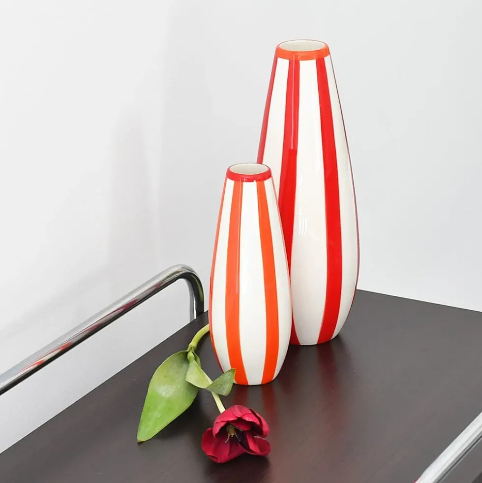 Grand vase rayé "Costa Nova" - Rouge