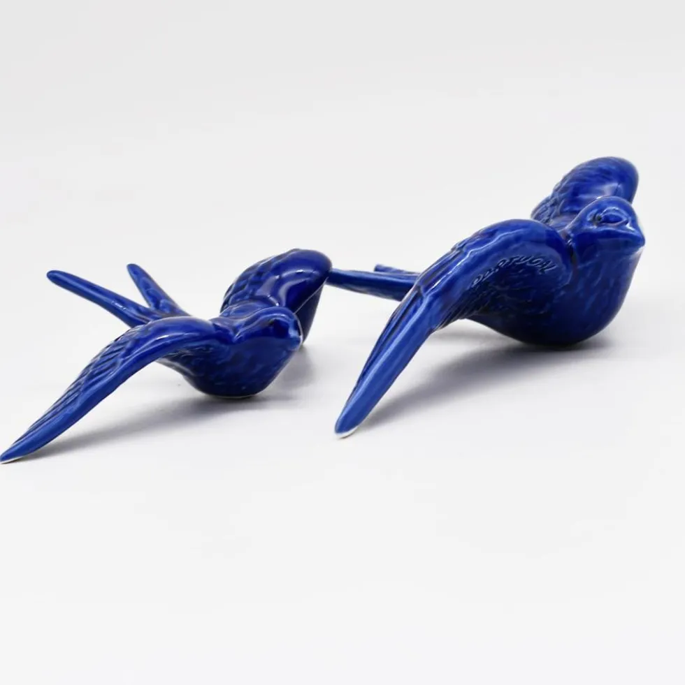 Hirondelle de Caldas da Rainha en céramique bleue