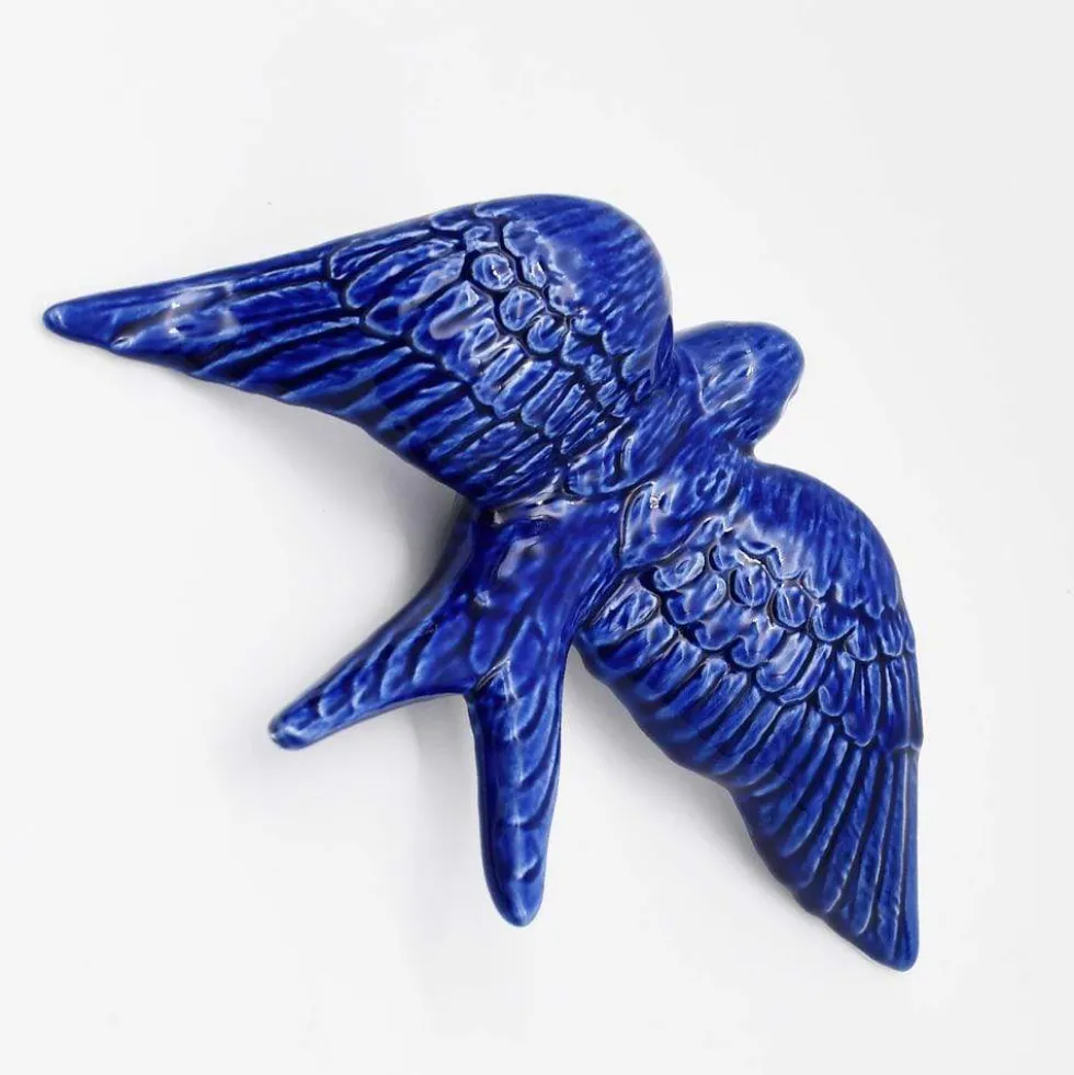 Hirondelle de Caldas da Rainha en céramique bleue
