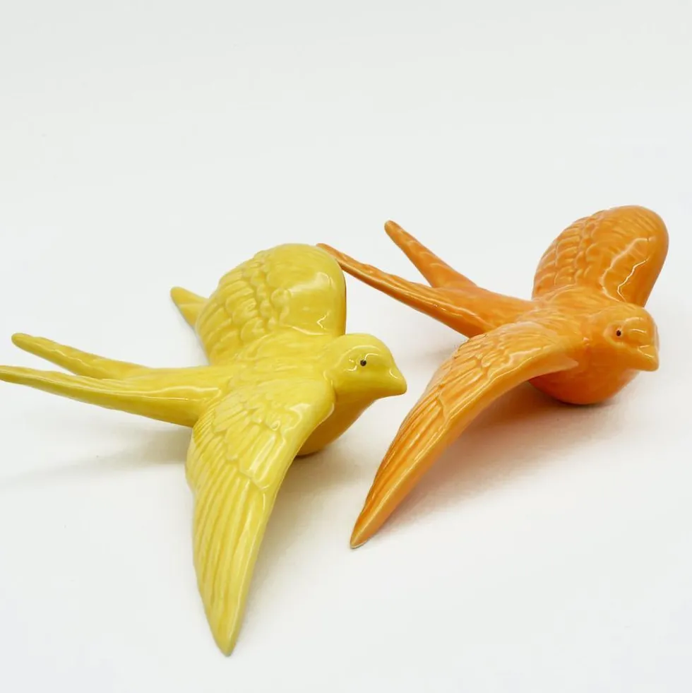 Hirondelle de Caldas da Rainha en céramique jaune