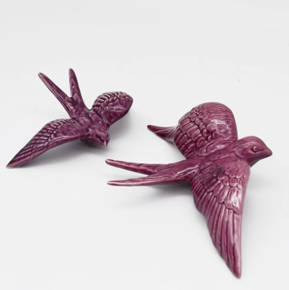 Hirondelle de Caldas da Rainha en céramique mauve