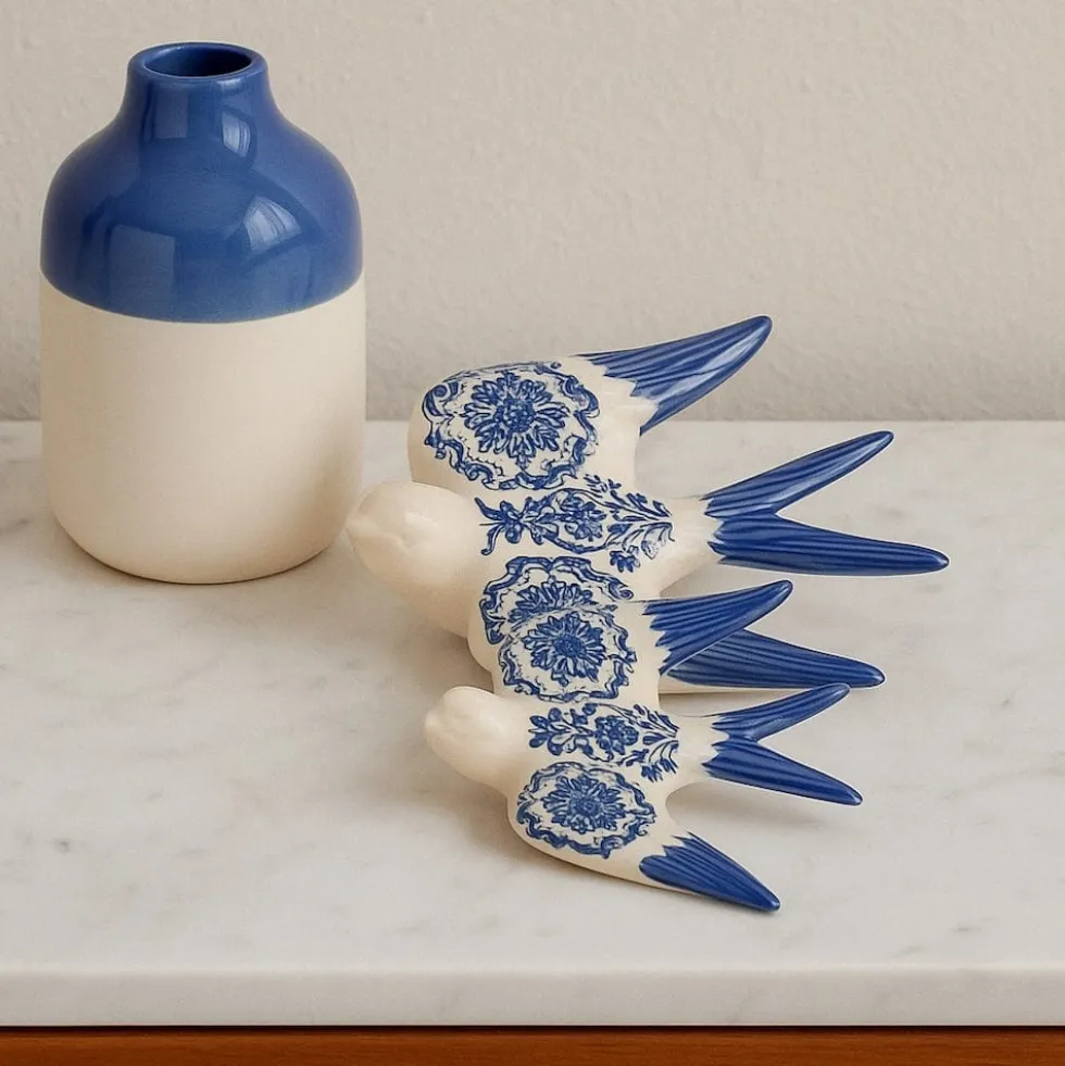 Hirondelle en céramique "Azulejos" - Bleu