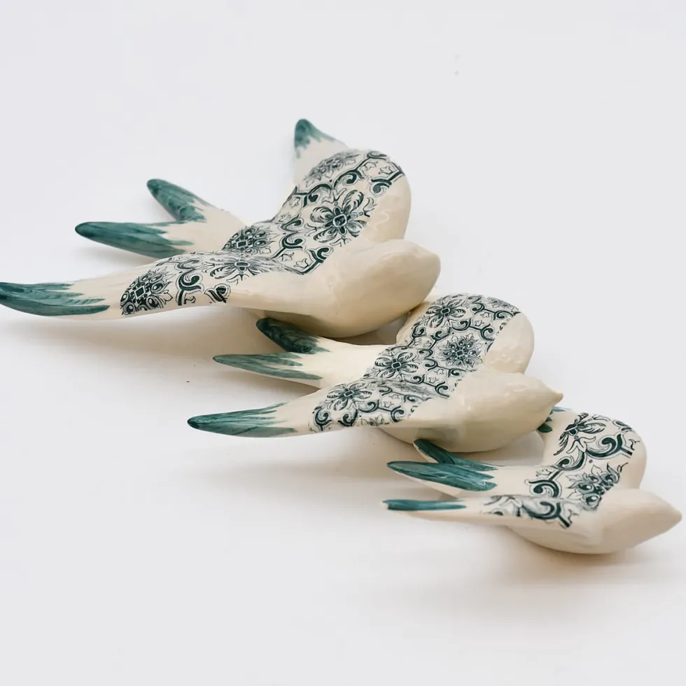 Hirondelle en céramique "Azulejos" - Vert