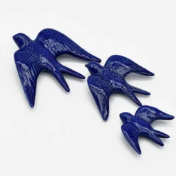 Hirondelle en céramique - Bleu cobalt