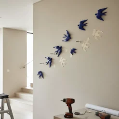 Hirondelle en céramique - Bleu cobalt