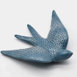 Hirondelle en céramique - Bleu moyen