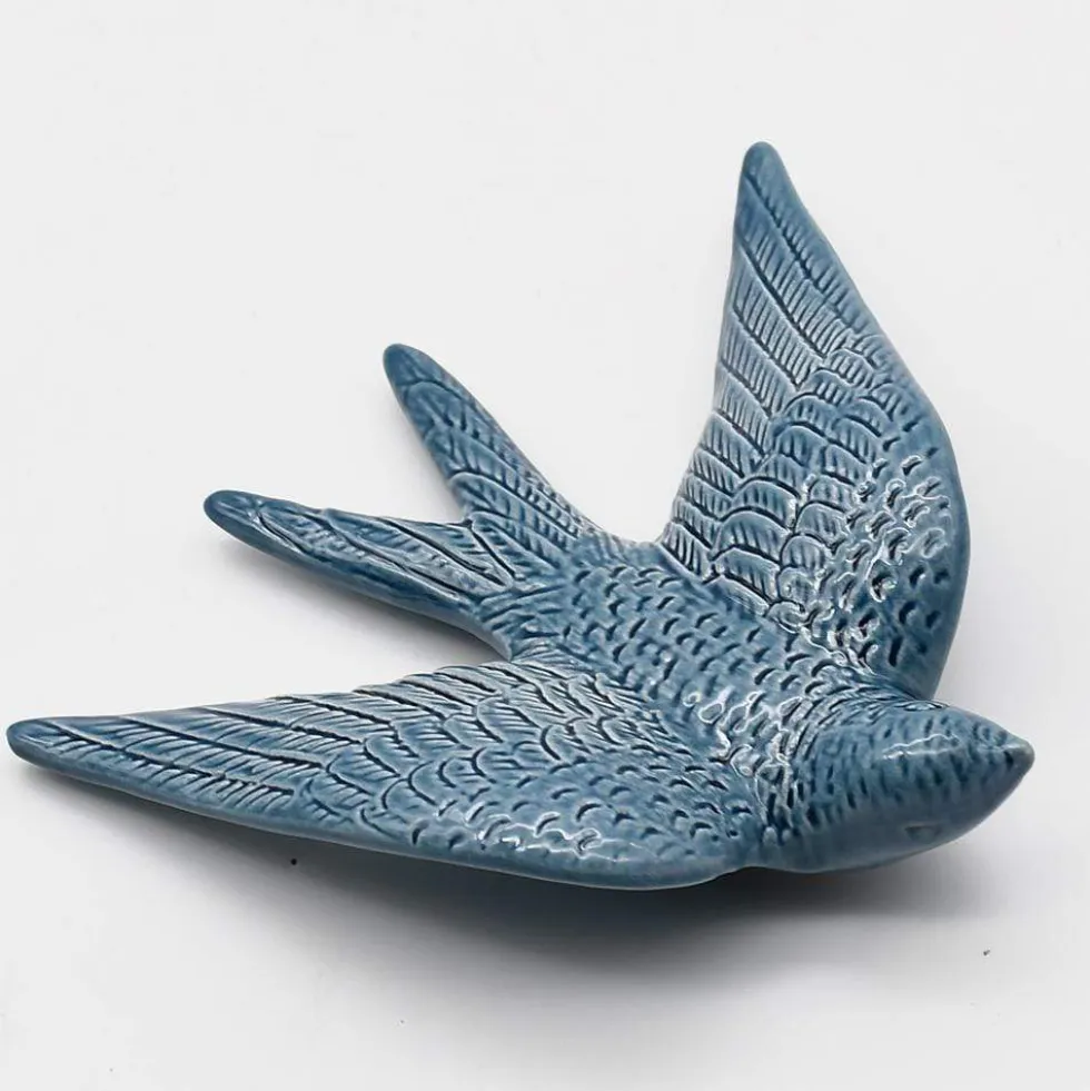 Hirondelle en céramique - Bleu moyen