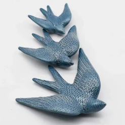 Hirondelle en céramique - Bleu moyen
