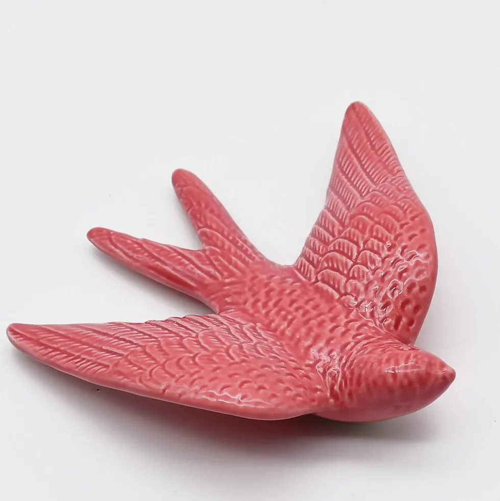 Hirondelle en céramique - Vieux rose