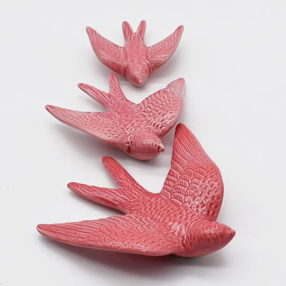 Hirondelle en céramique - Vieux rose