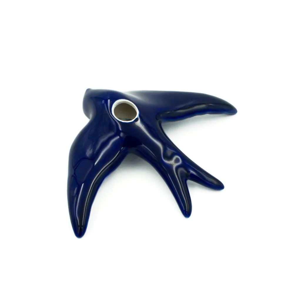 Hirondelle lisse en céramique bleue