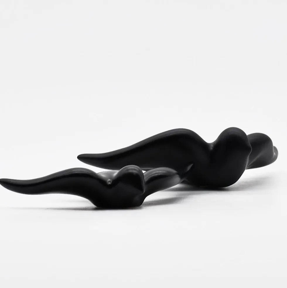 Hirondelle lisse en céramique noire mate