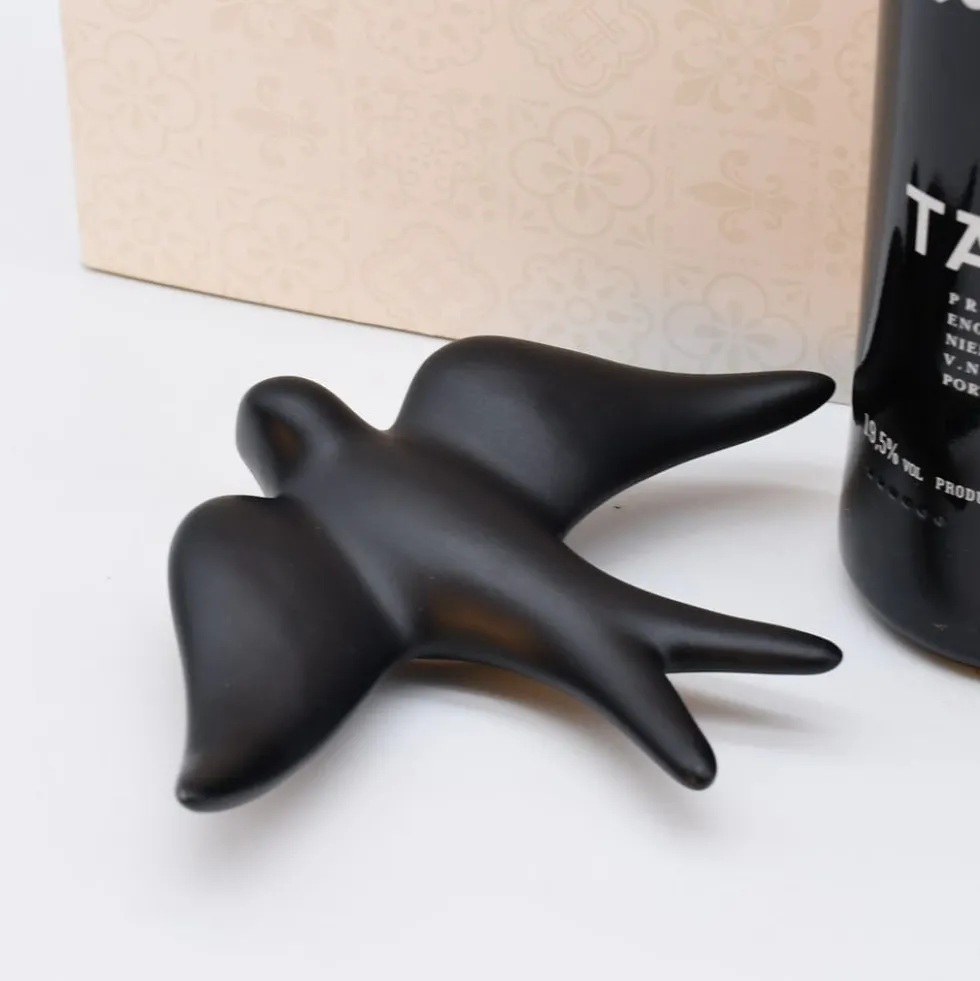 Hirondelle lisse en céramique noire mate