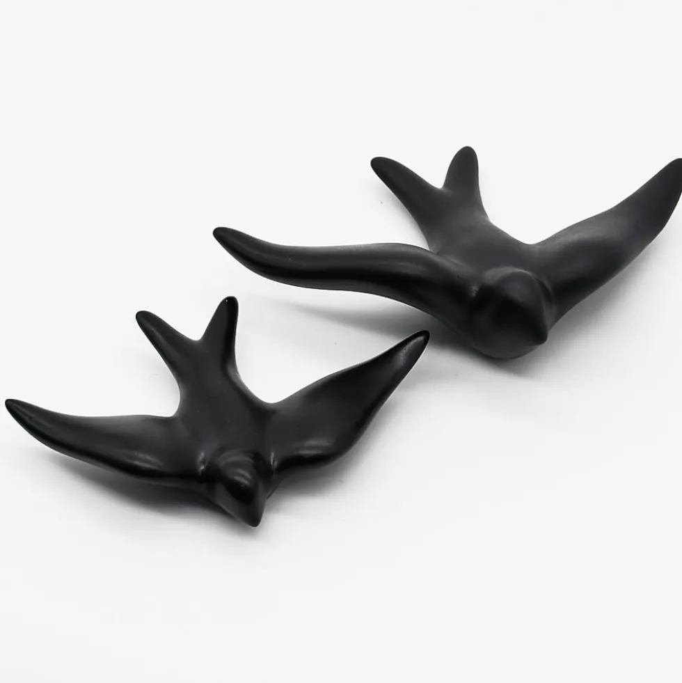 Hirondelle lisse en céramique noire mate