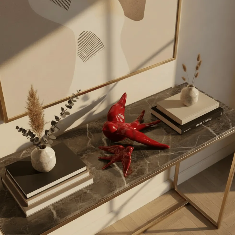 Hirondelle stylisée en céramique - Rouge