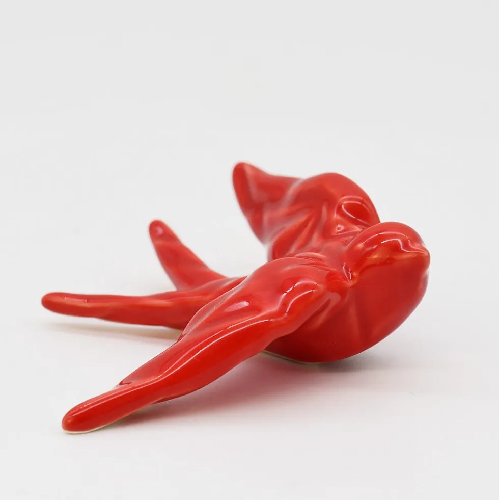 Hirondelle stylisée en céramique - Rouge