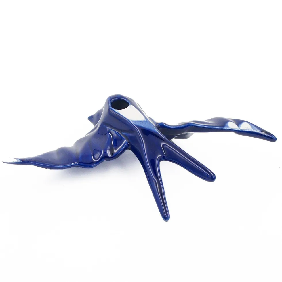 Hirondelle stylisée en céramique - Bleu Cobalt