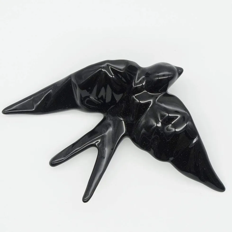 Hirondelle stylisée en céramique - Noire