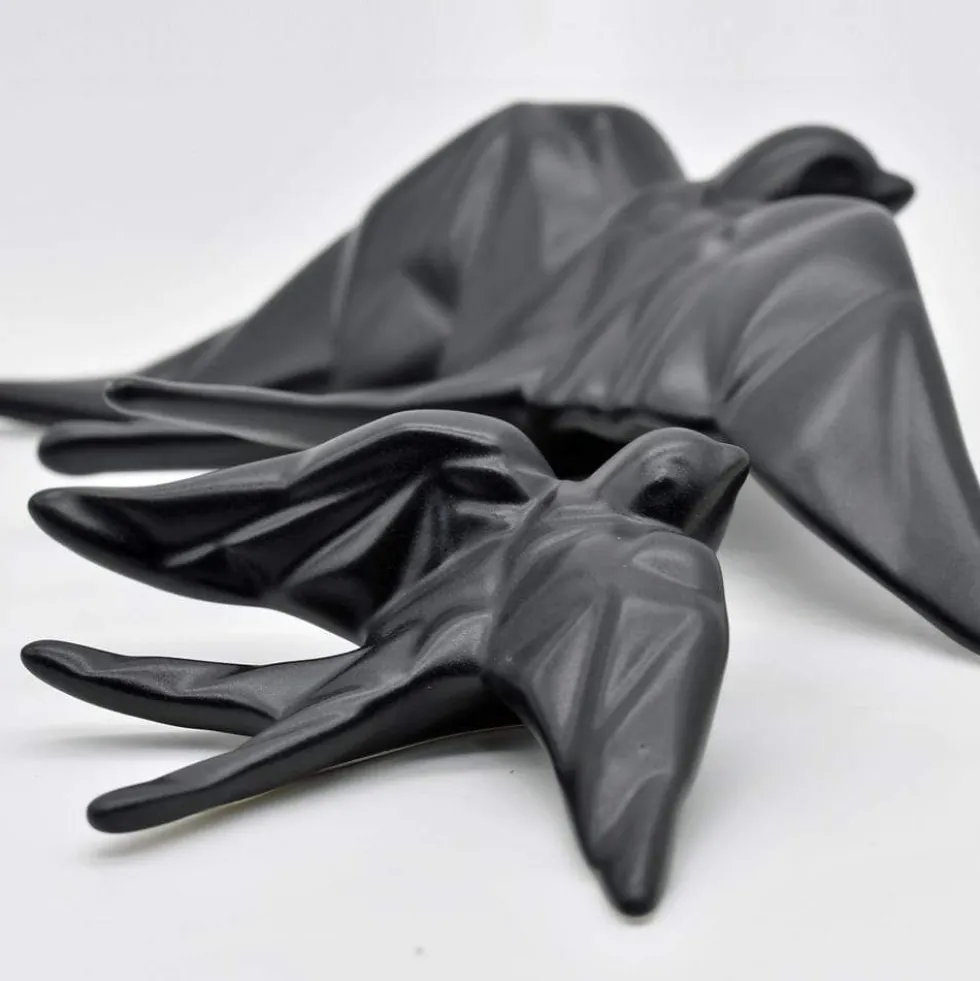 Hirondelle stylisée en céramique - Noir mat