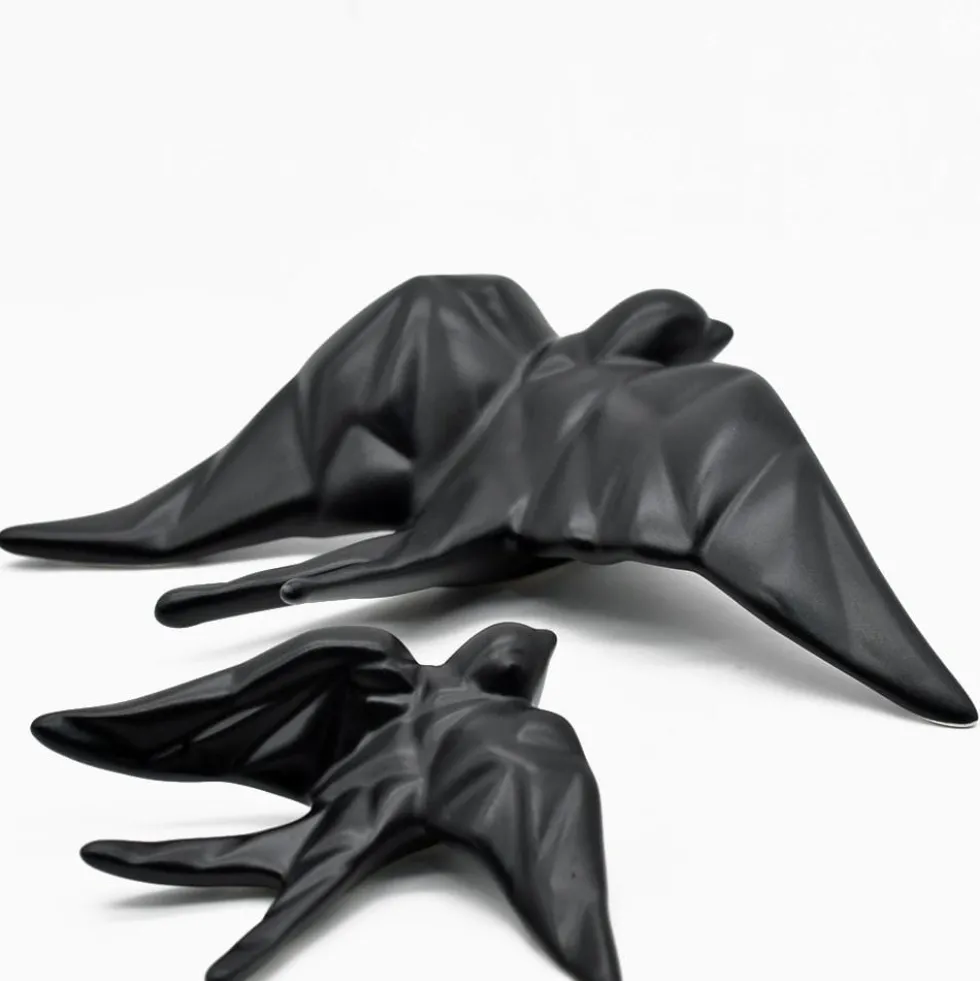 Hirondelle stylisée en céramique - Noir mat