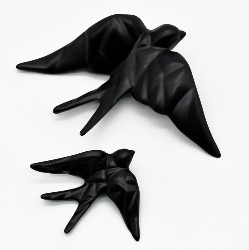 Hirondelle stylisée en céramique - Noir mat