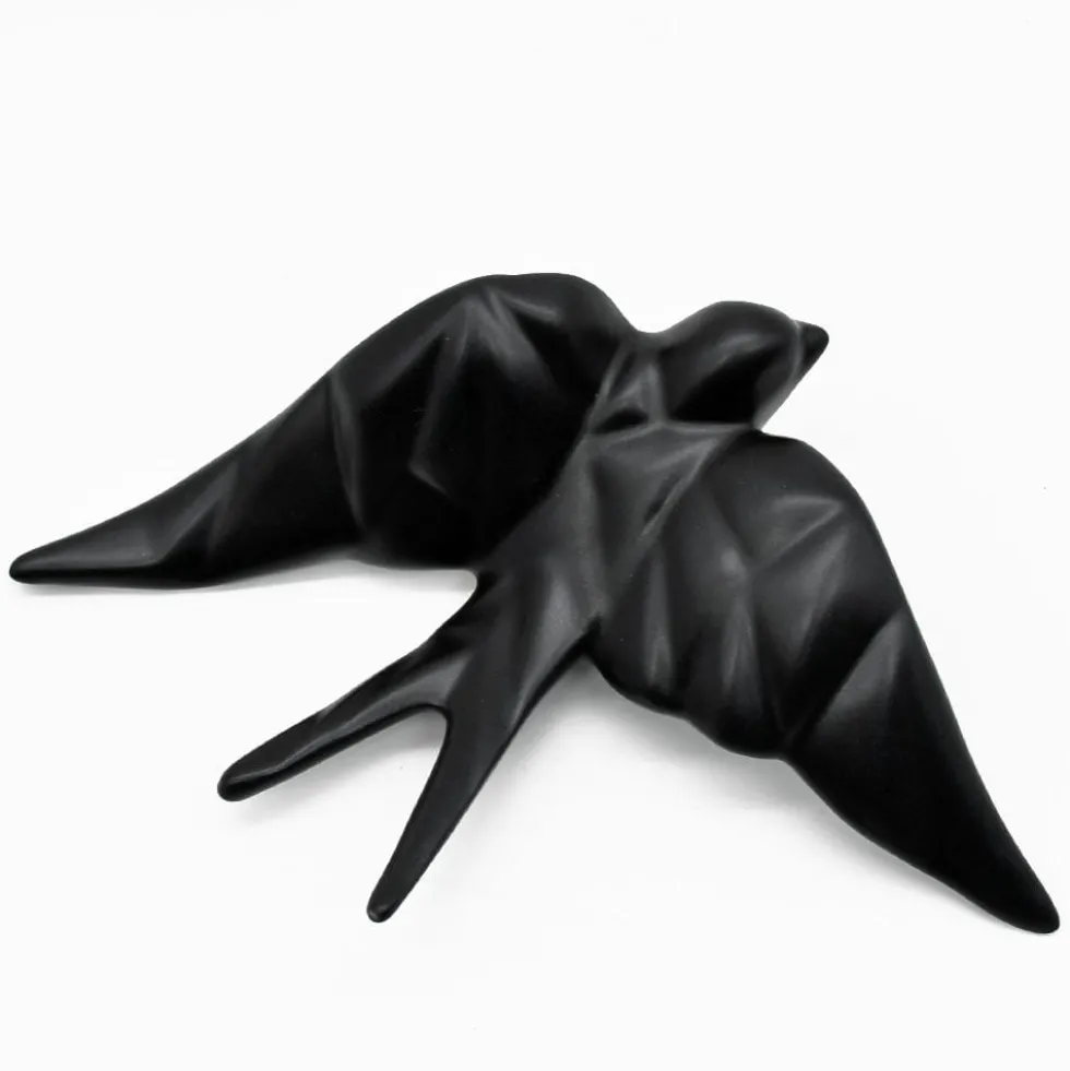 Hirondelle stylisée en céramique - Noir mat