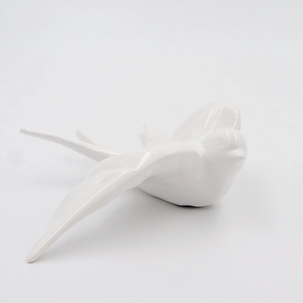 Hirondelle stylisée en céramique - Blanc