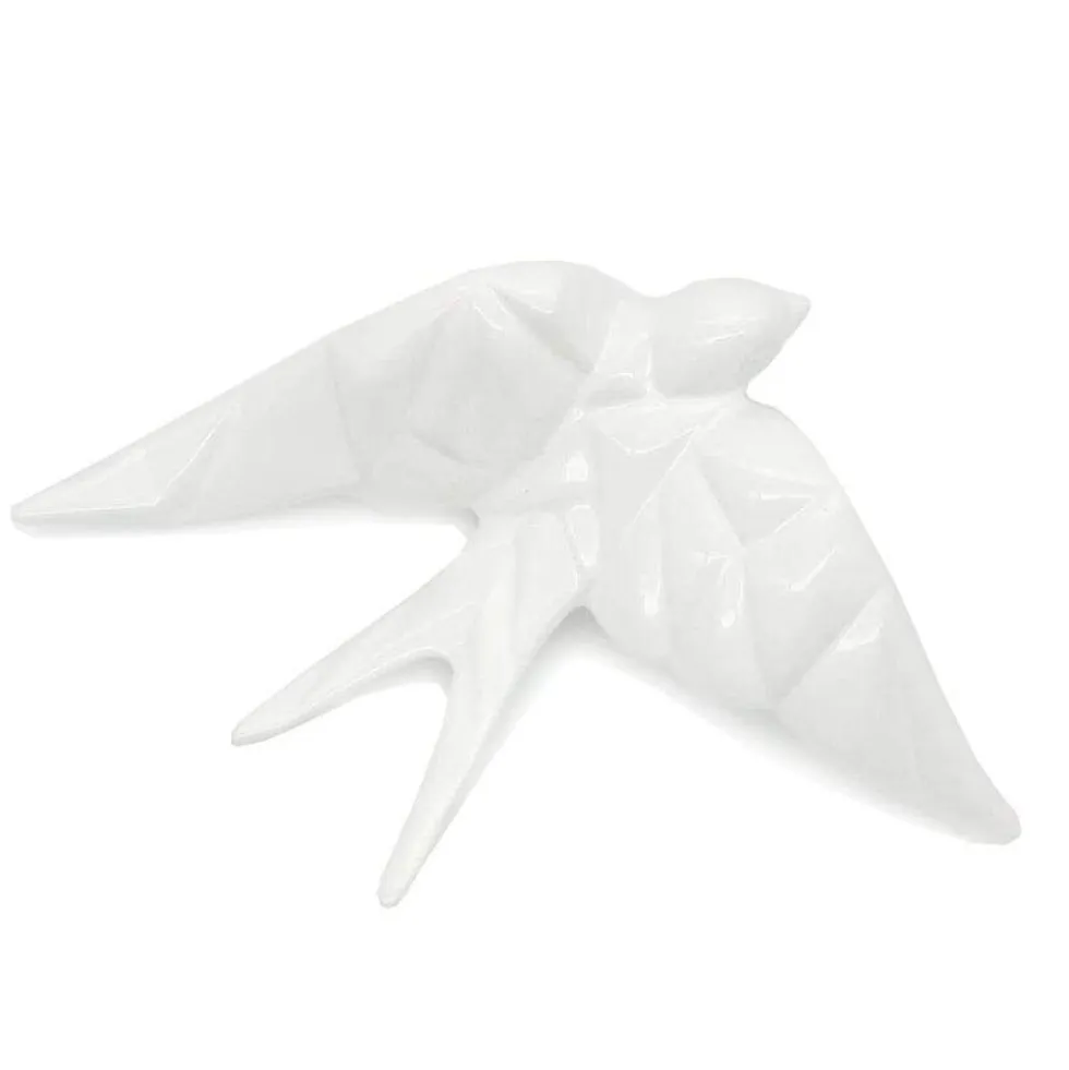 Hirondelle stylisée en céramique - Blanc