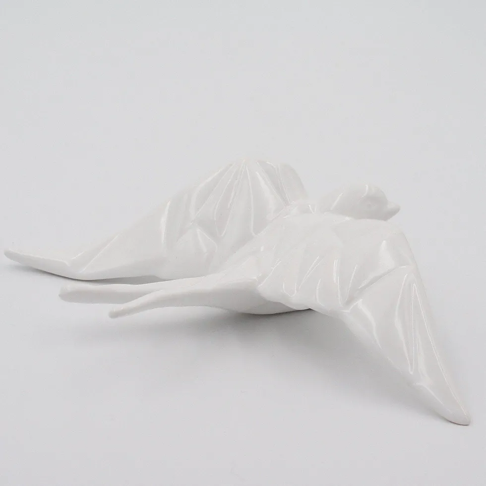 Hirondelle stylisée en céramique - Blanc