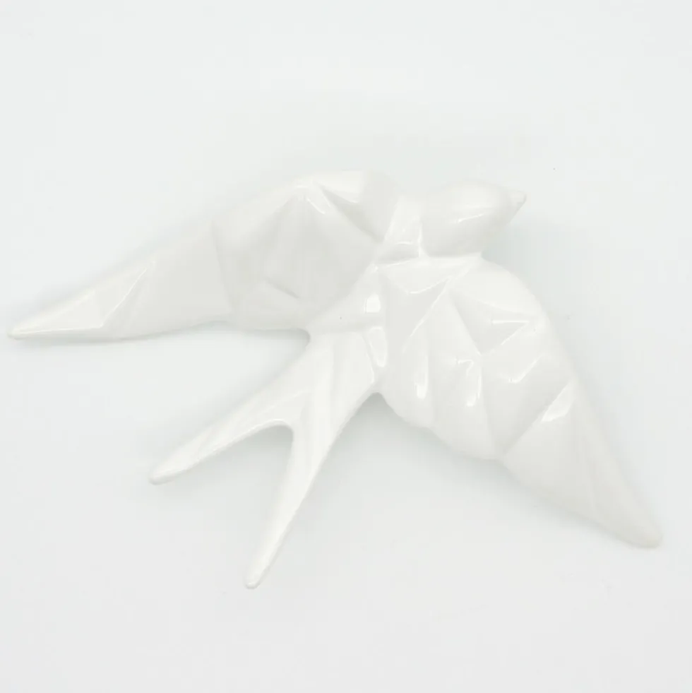 Hirondelle stylisée en céramique - Blanc