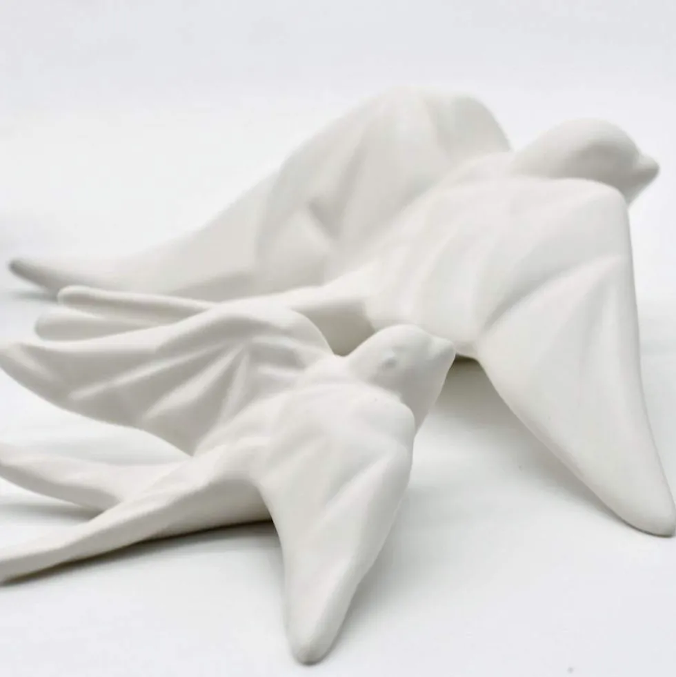 Hirondelle stylisée en céramique - Blanc mat