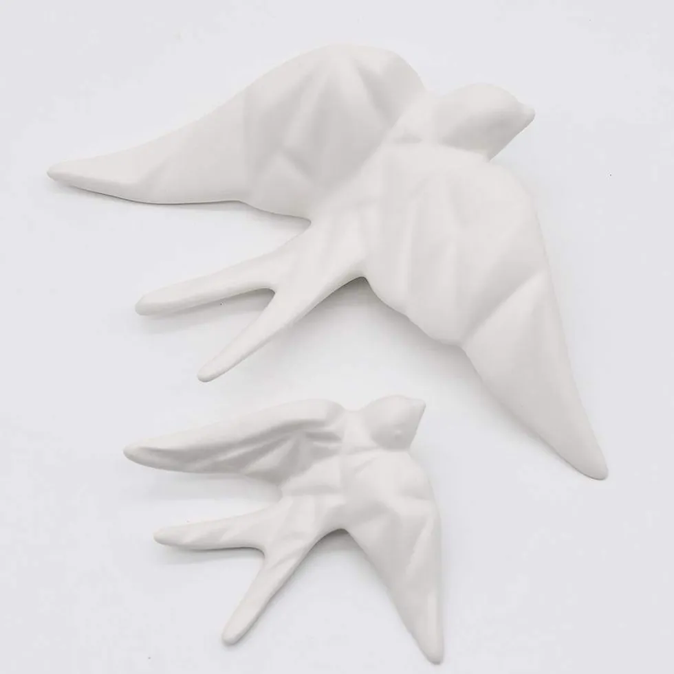Hirondelle stylisée en céramique - Blanc mat