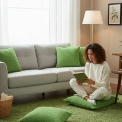 Housse de coussin artisanale 60x60 - Vert moyen