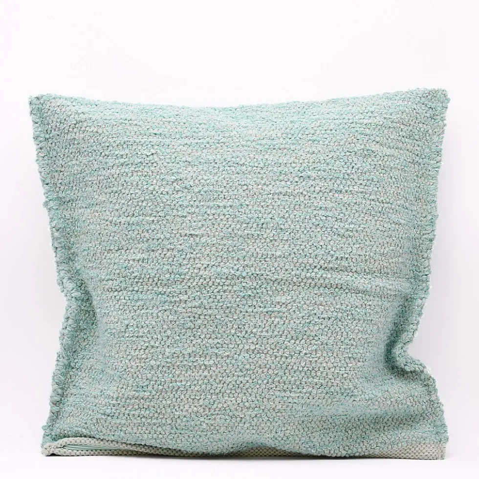 Housse de coussin artisanale 60x60 - Vert d'eau