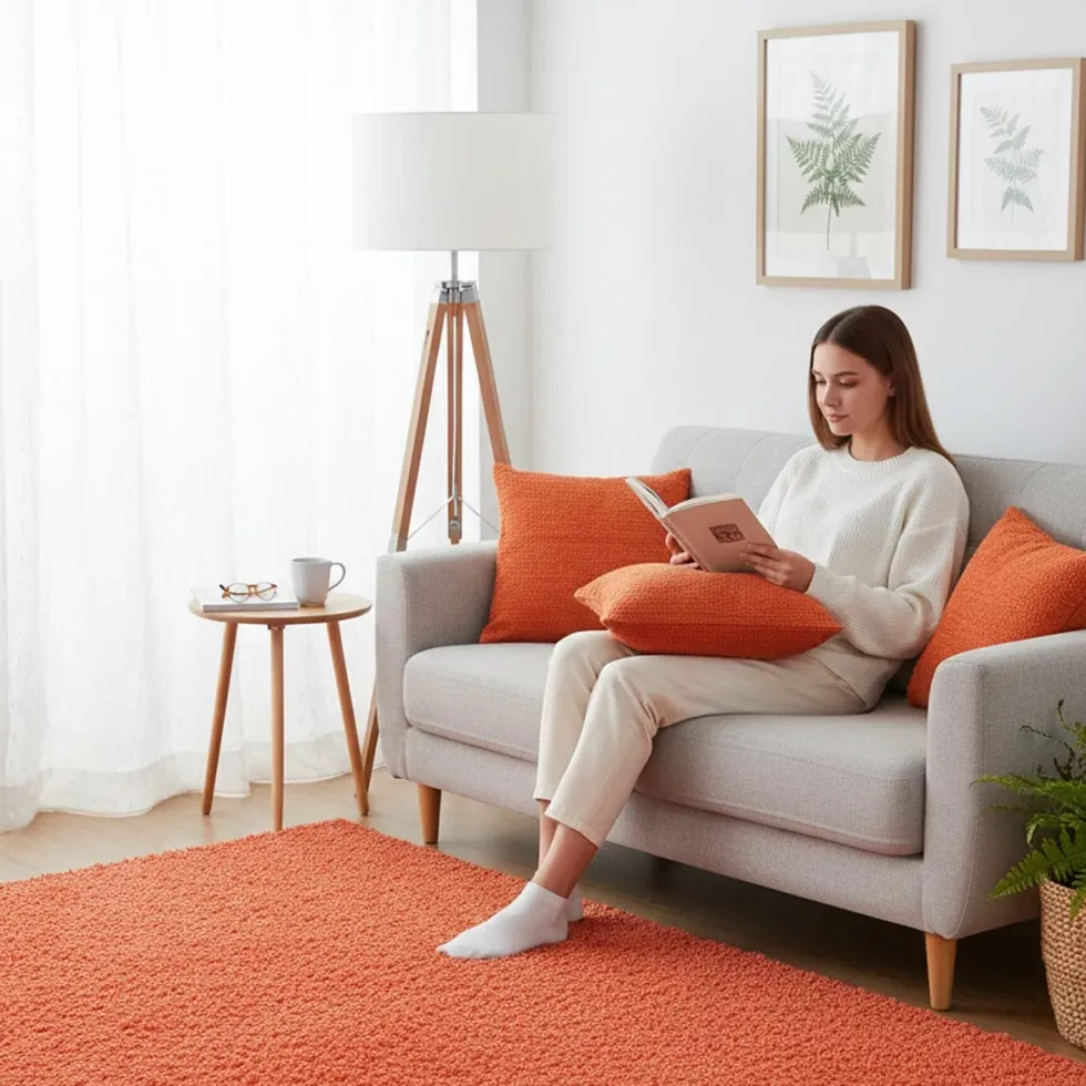 Housse de coussin artisanale 60x60 - Orange