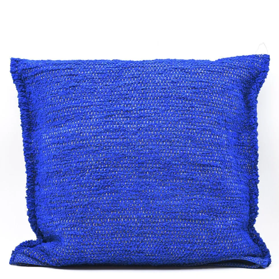 Housse de coussin artisanale 60x60 - Bleu dur