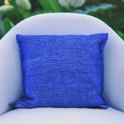 Housse de coussin artisanale 60x60 - Bleu dur