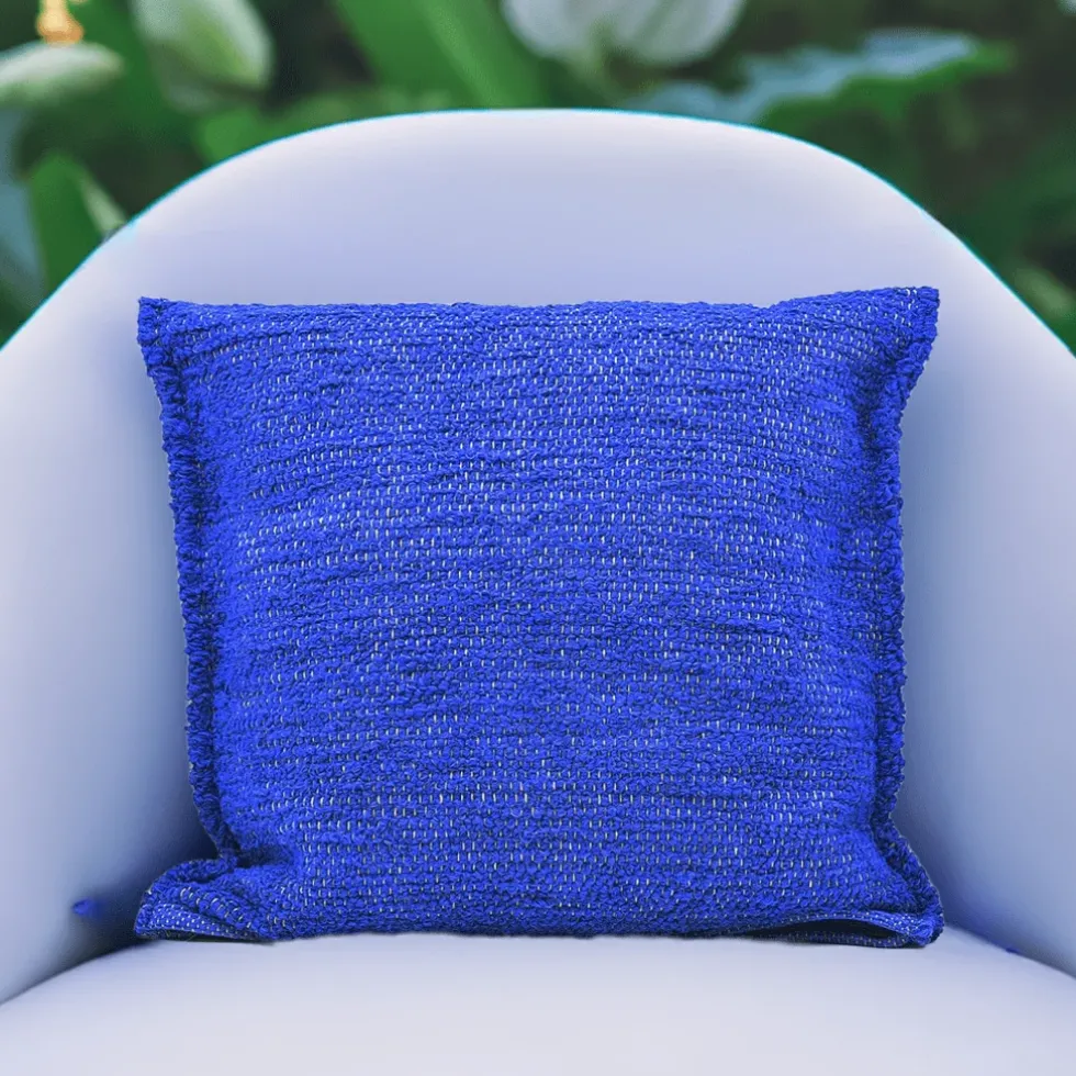 Housse de coussin artisanale 60x60 - Bleu dur