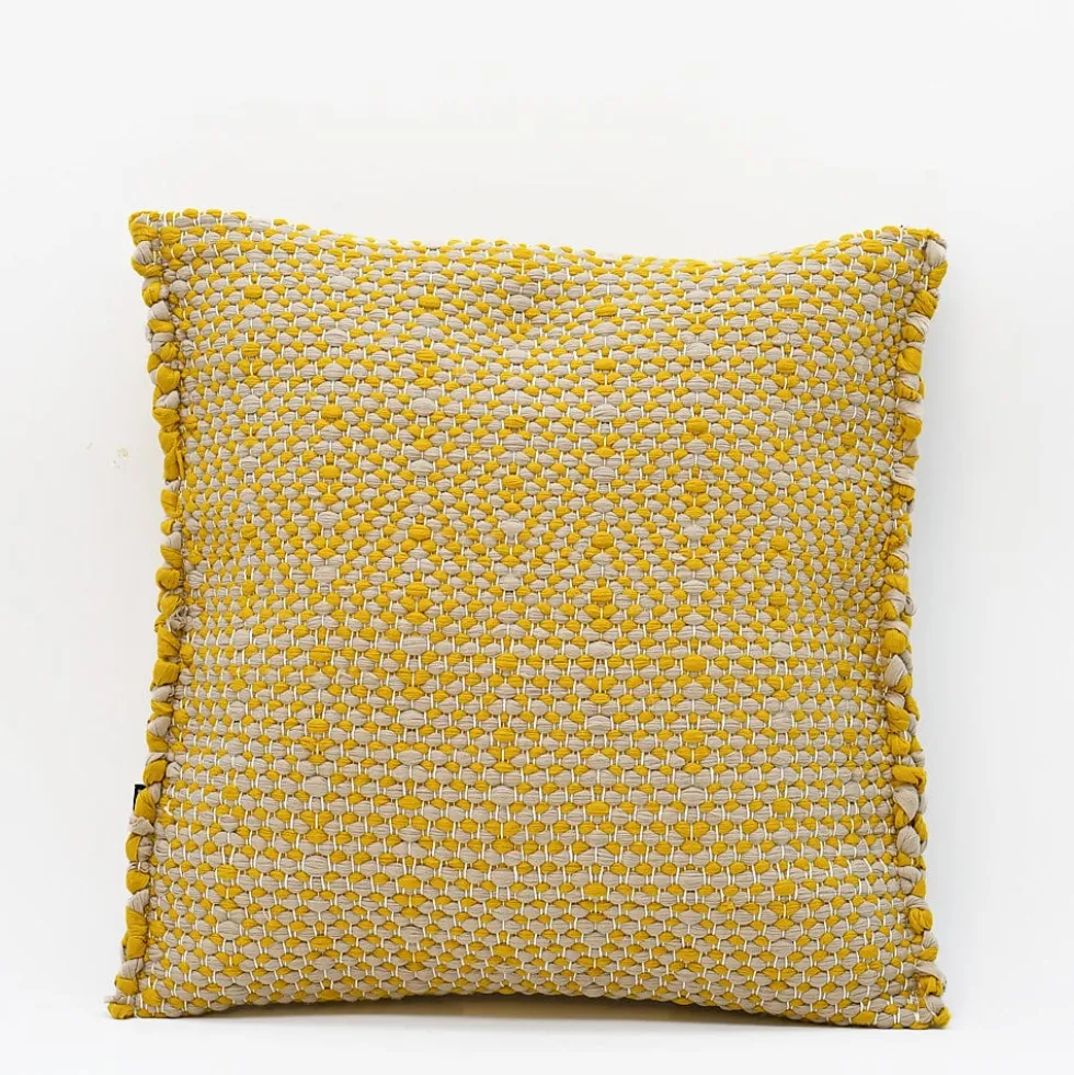 Housse de coussin en fibres recyclées - Jaune