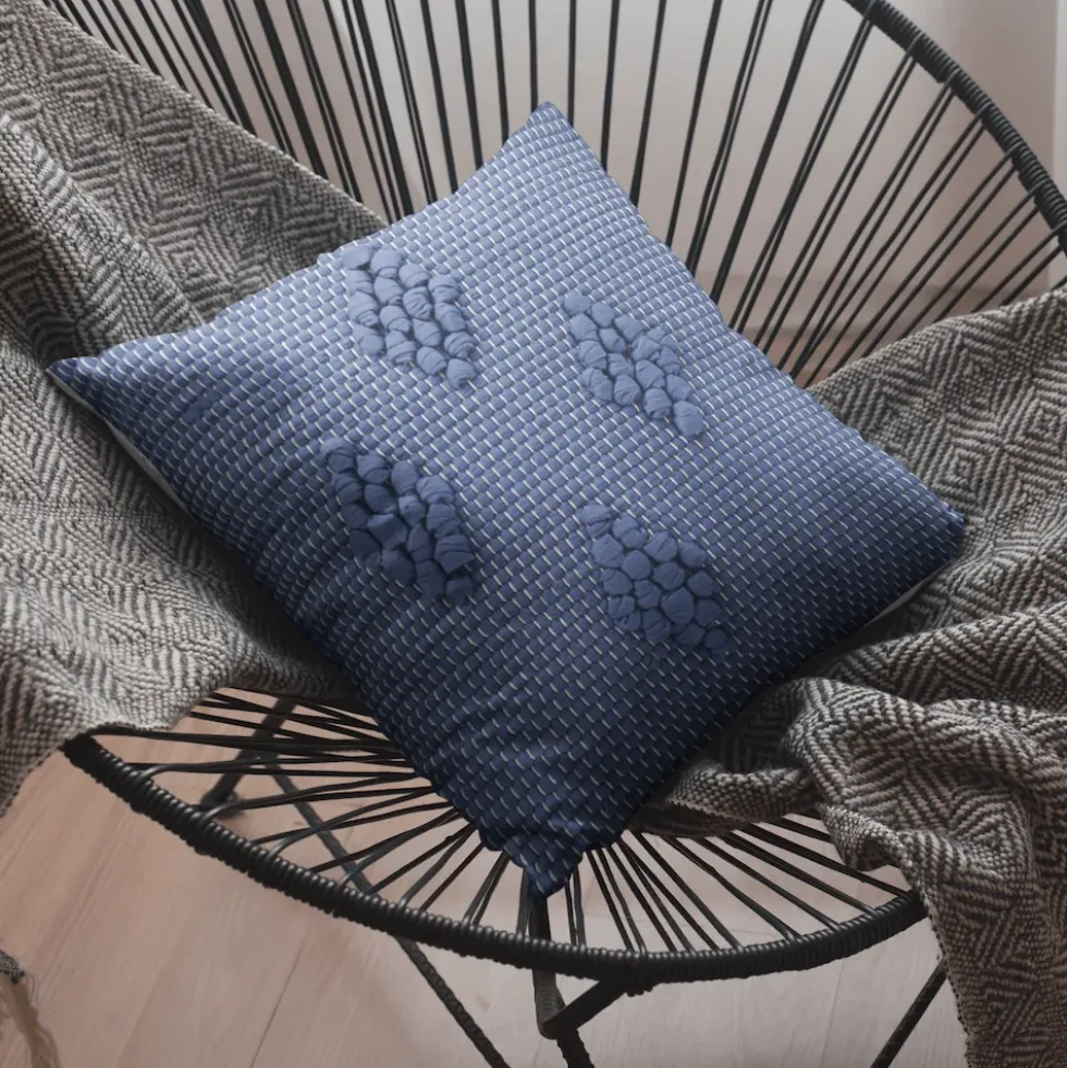 Housse de coussin 40x40 "Tapete de Trapo" - Bleu foncé