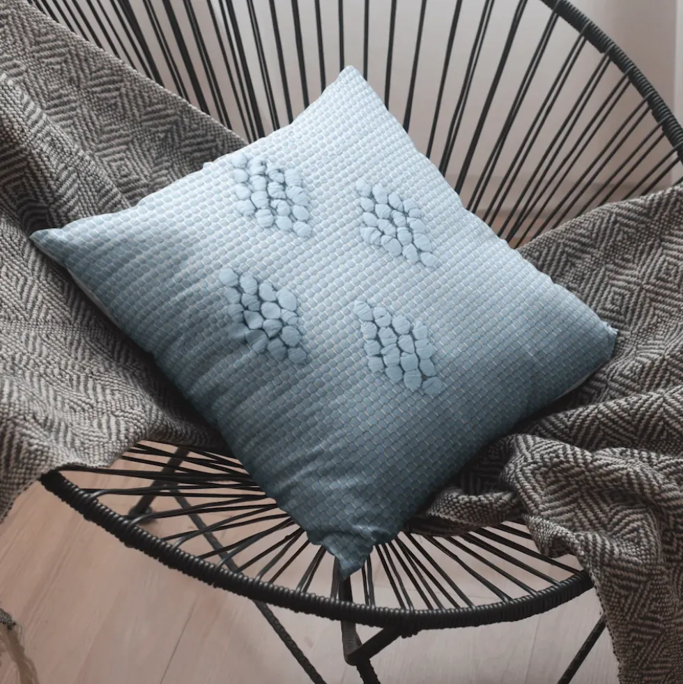 Housse de coussin 40x40 "Tapete de Trapo" - Bleu ciel