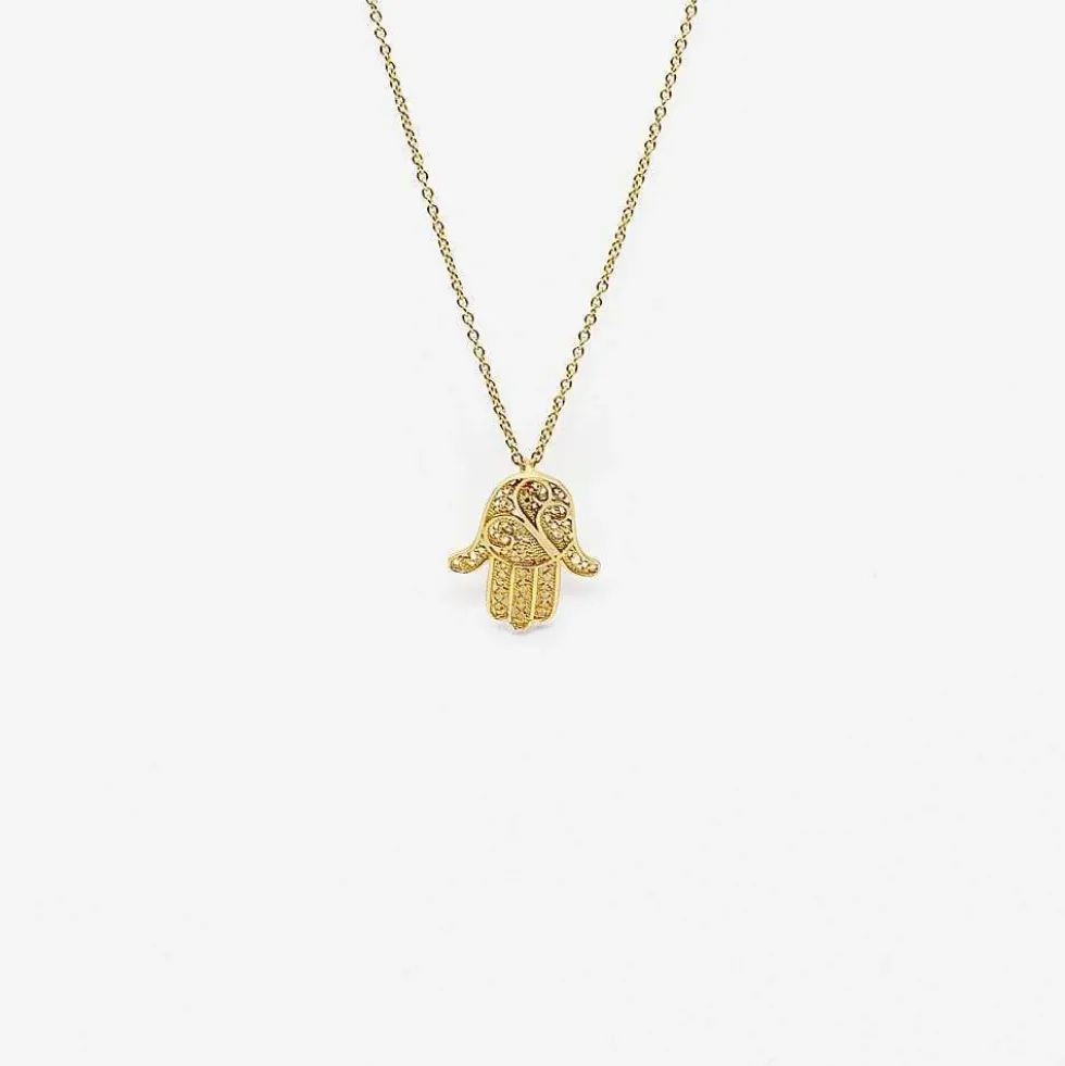 Mão de Fátima I Collier en argent doré