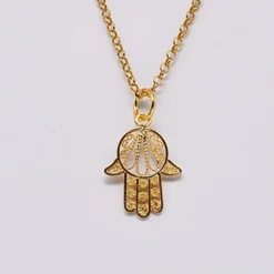 Mão de Fátima I Pendentif en argent doré - 2.5cm